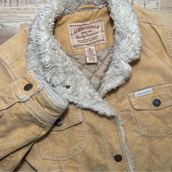 Vintage Aeropostale Corduroy‎ Sherpa Long Sleeve Coat Women’s Medium Tan - Picture 1 of 3